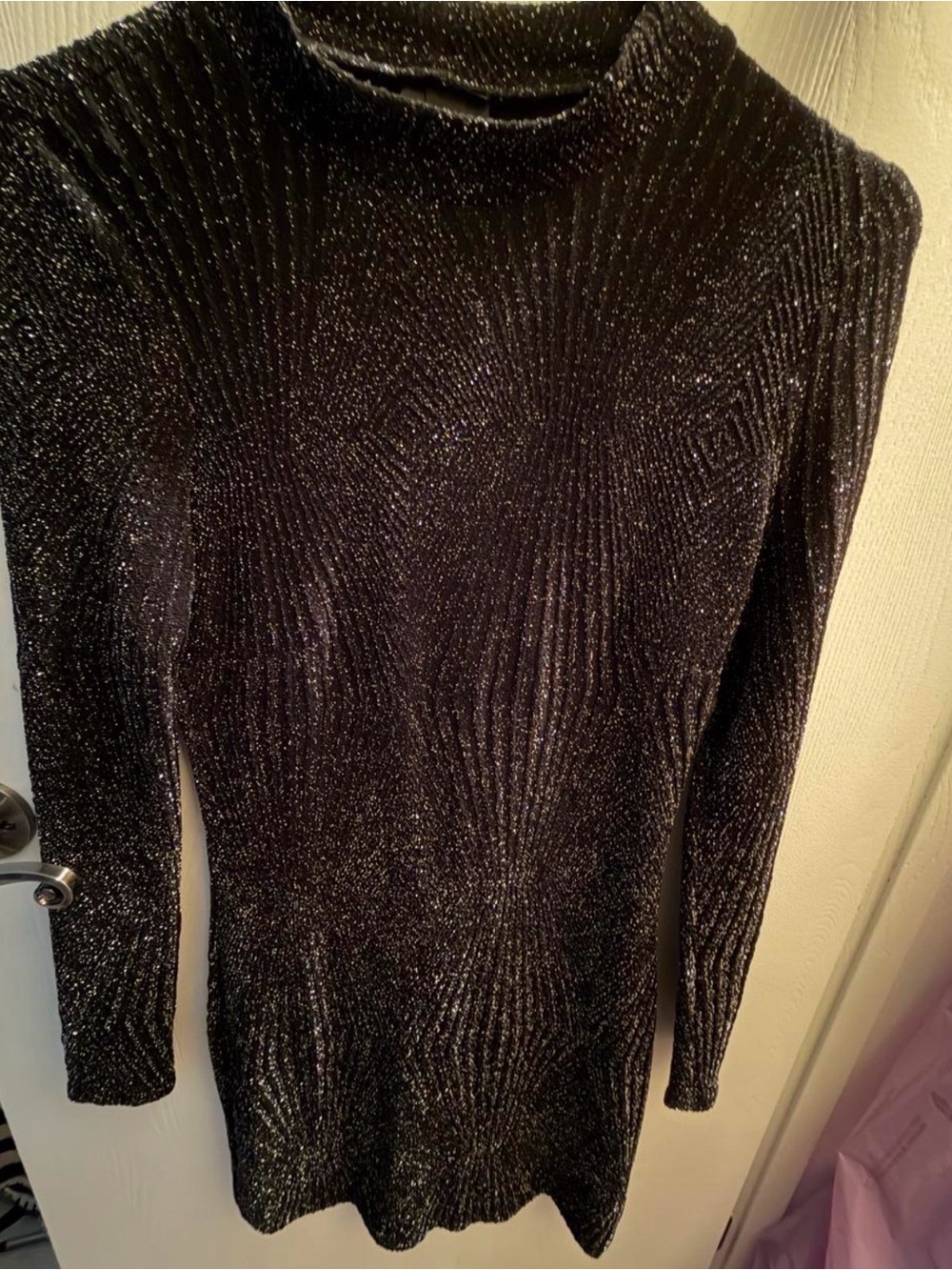 Windsor Black Metallic Ribbed Turtleneck Sweater